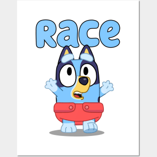 Bluey and Bingo race funny Posters and Art